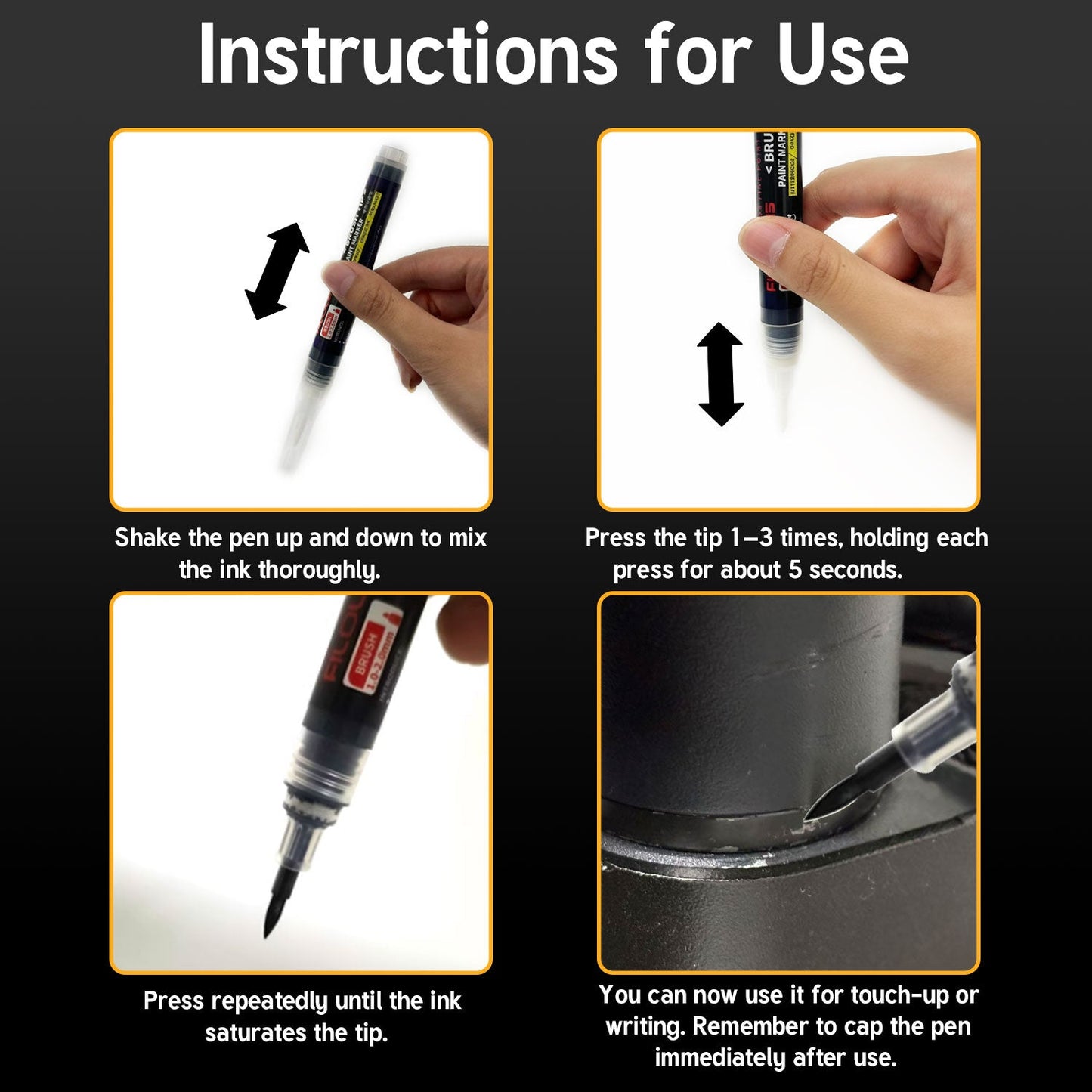 Matte Black Touch-Up Paint Pen for Scooters – Heat-Resistant & Waterproof