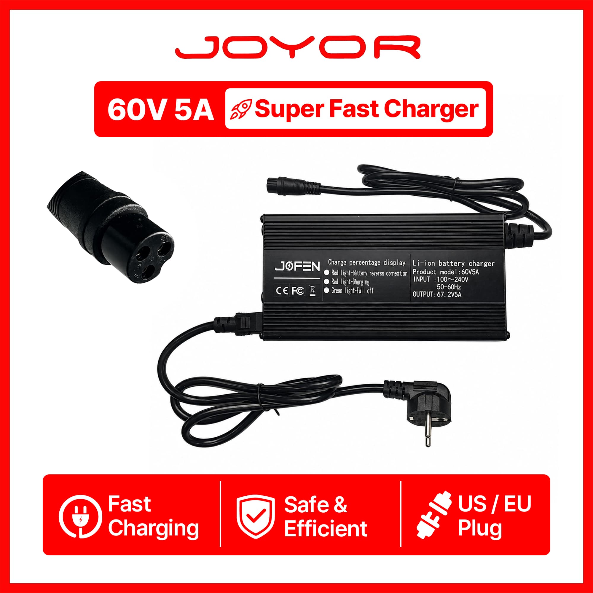 JOYOR S10S-Z 60V 5A Fast Charger, US/EU Plug Options