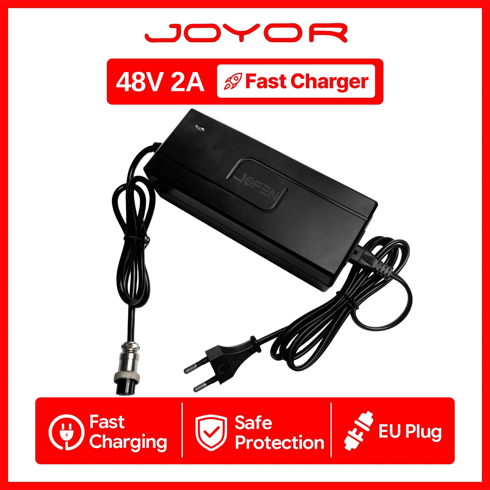 JOYOR 48V 2A Electric Scooter Charger, EU Plug, Multi-Model Compatible
