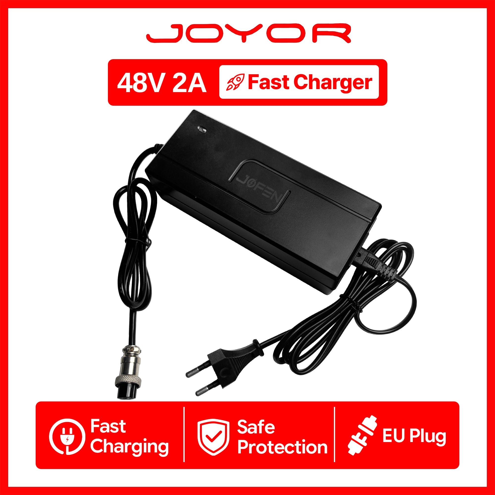 JOYOR 48V 2A Electric Scooter Charger, EU Plug, Multi-Model Compatible