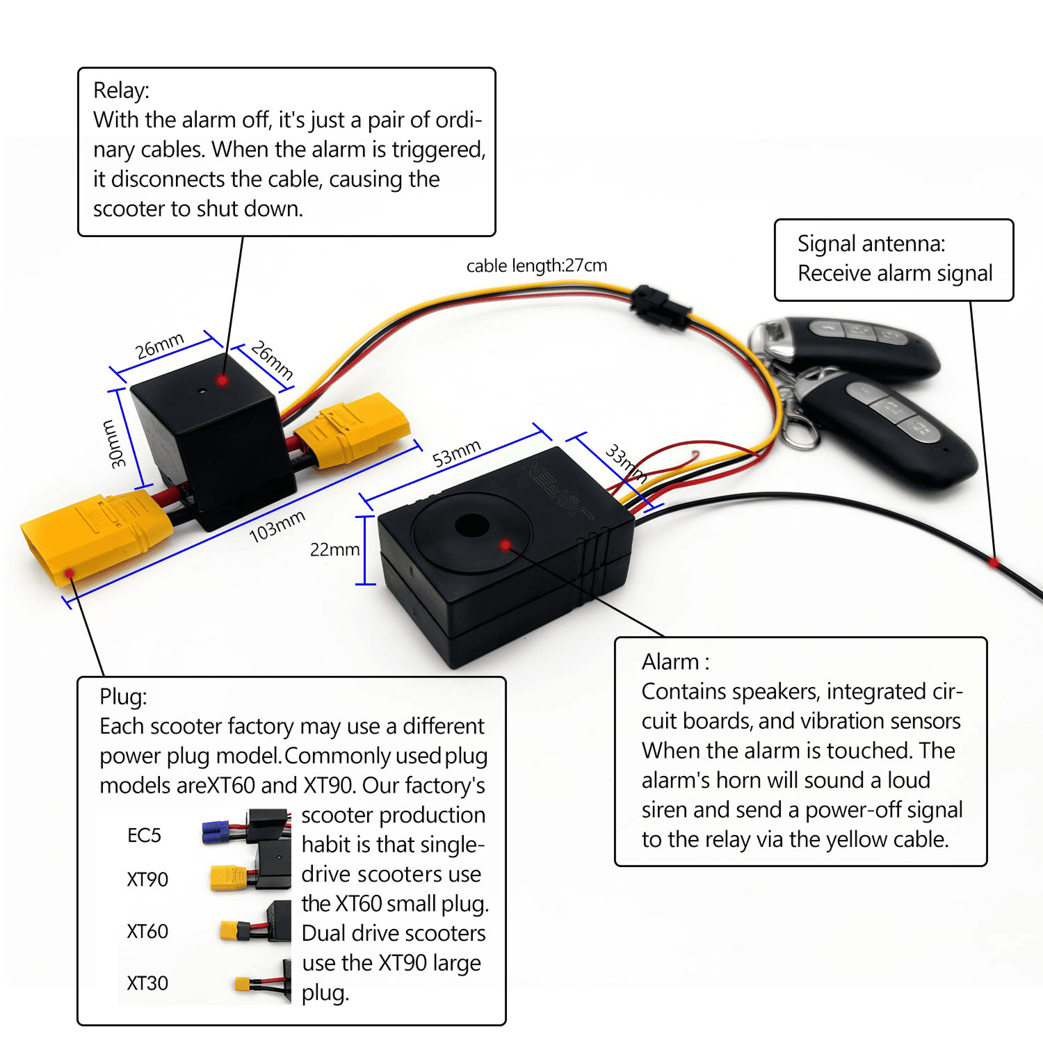 JOYOR Electric Scooter Hidden Security Alarm
