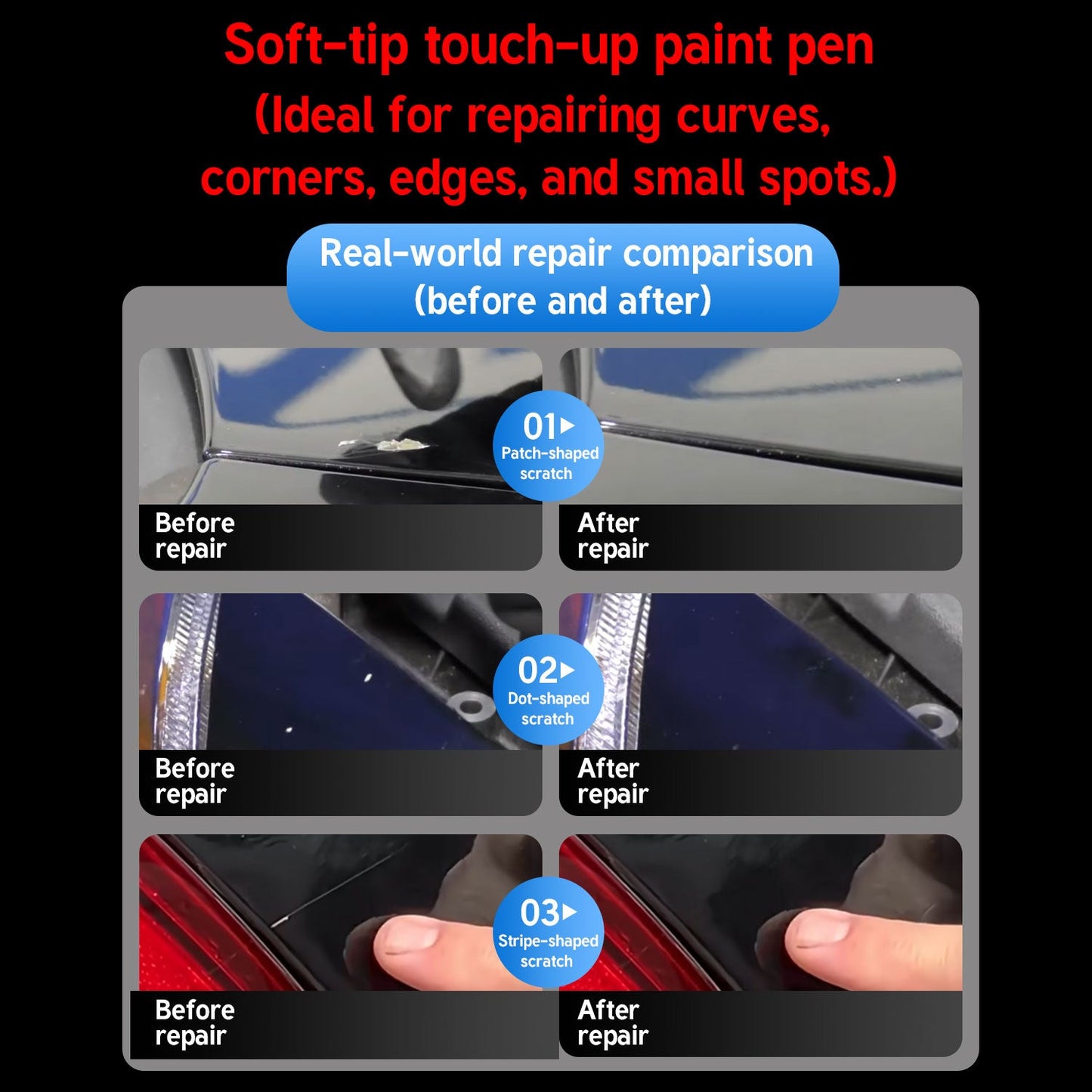 Matte Black Touch-Up Paint Pen for Scooters – Heat-Resistant & Waterproof