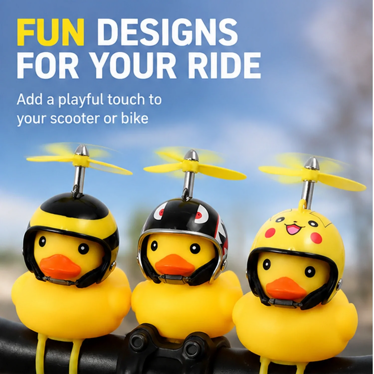 Decorazione per manubrio di mini scooter a forma di anatra con elica rotante luminosa, adatta a e-scooter e biciclette