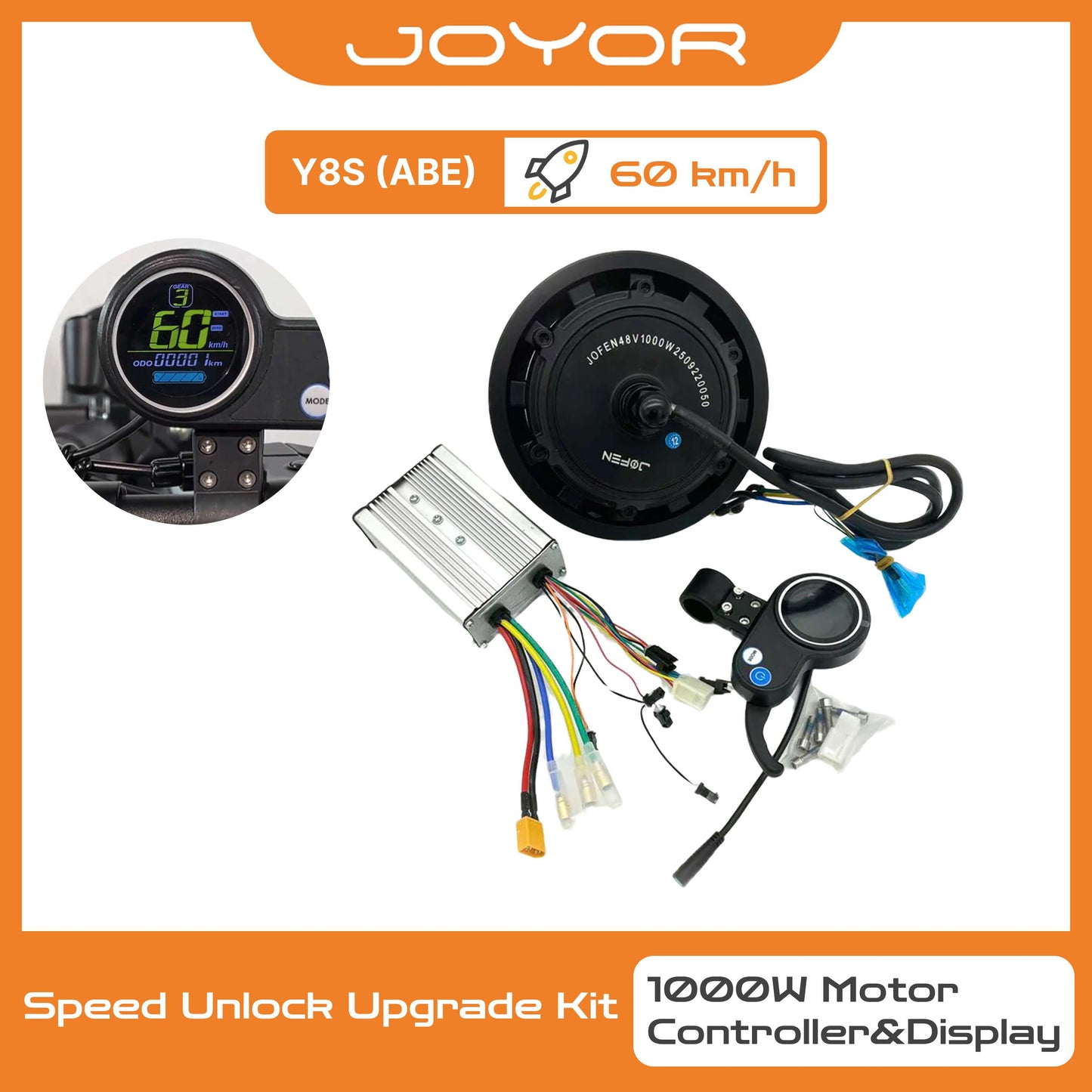 JOYOR Y8S 1000W Speed Unlock Kit 60km/h– Controller, Display & Motor Included