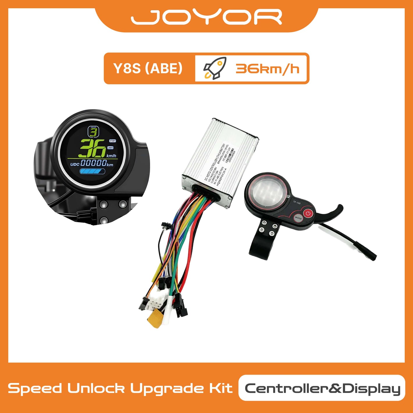 JOYOR Y8S ABE Kit de déblocage de vitesse (Manette et écran) – Accélèrez votre scooter électrique jusqu'à 36 km/h