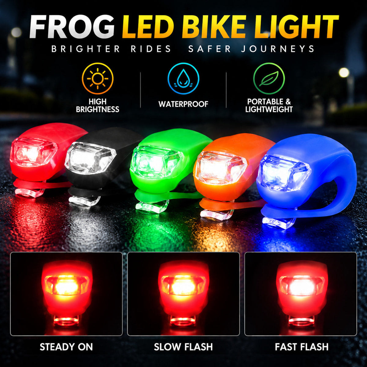 Universal Frog LED Safety Light for Electric Scooters & Bicycles