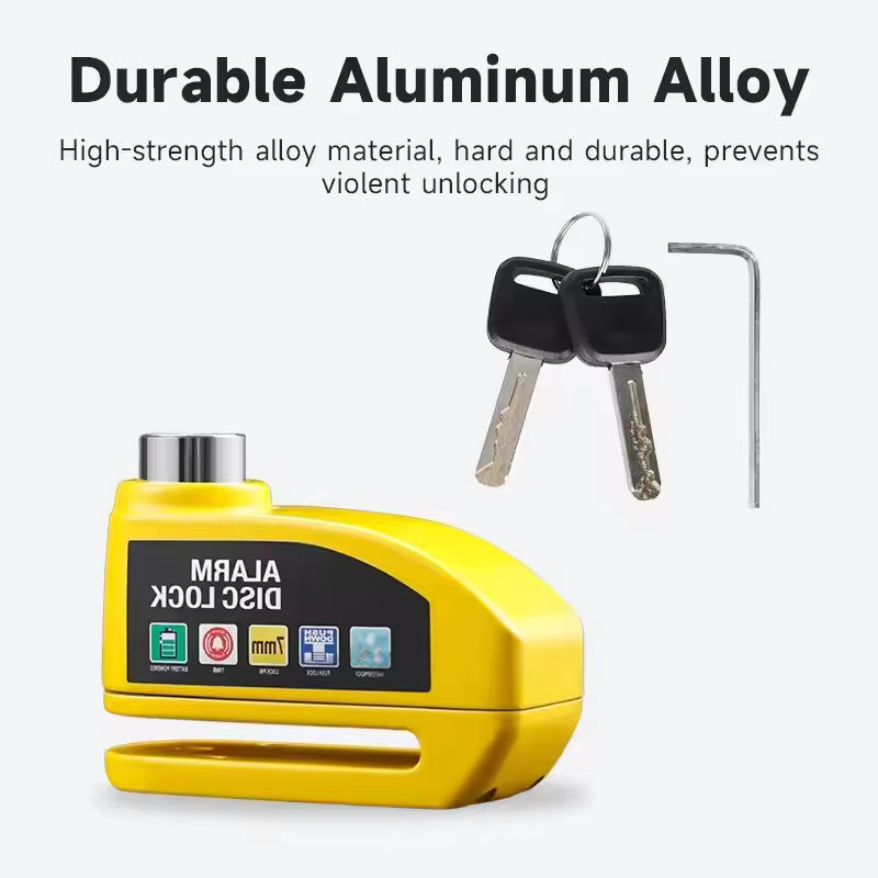 E-scooter & E-bike Disc Lock Safety Protection Padlock Aluminum Alloy AntiTheft Alarm+Reminder Rope+Lock Bag MotorcycleAccessory