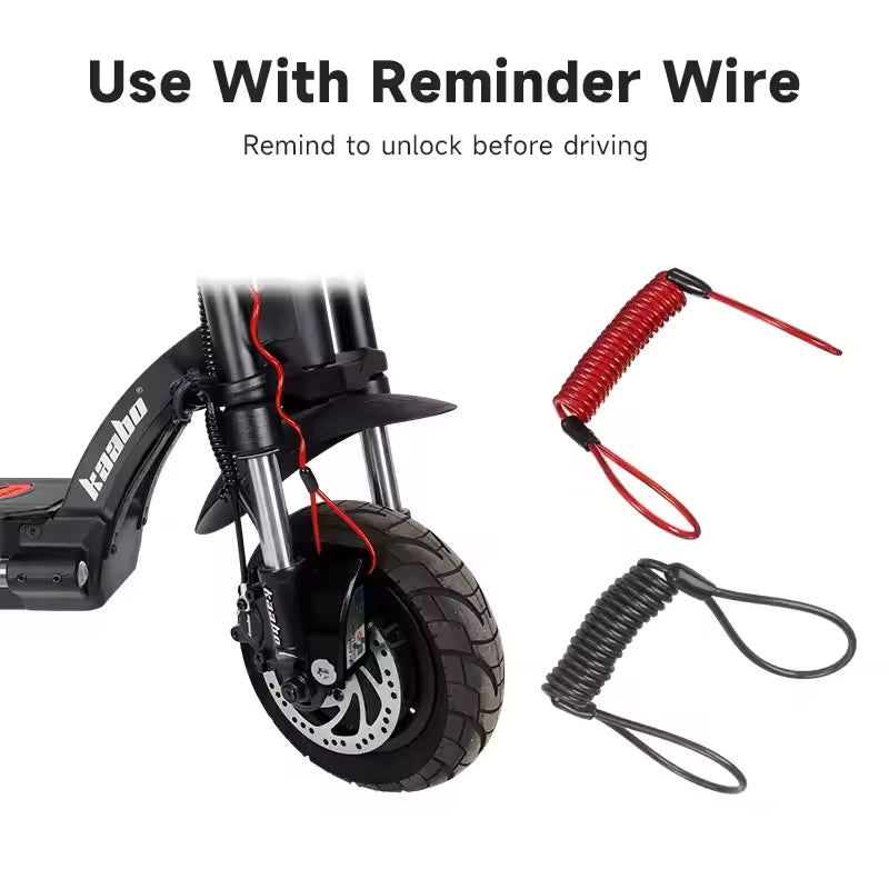 E-scooter & E-bike Disc Lock Safety Protection Padlock Aluminum Alloy AntiTheft Alarm+Reminder Rope+Lock Bag MotorcycleAccessory