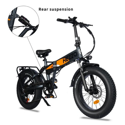 HEZZO T7 Folding Electric Bike 750W 48V Fat Tire E-bike